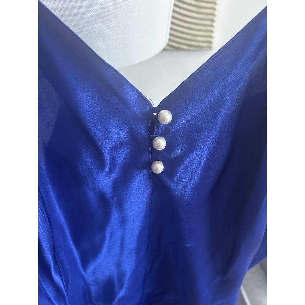 Cacique Blue  Satin Teddy Romper Lingerie SZ L Whimsigoth Fairy - Picture 2 of 11